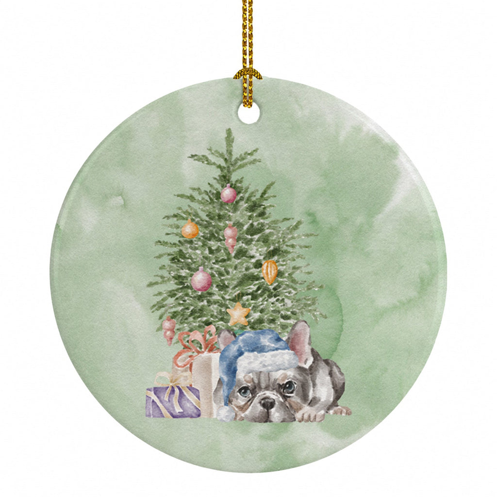 French Bulldog Black #1 Christmas Presents and Tree Ceramic Ornament Christmas Tree Hanging Decorations for Home Christmas Holiday, Party, Gift, 3 in, Multicolor