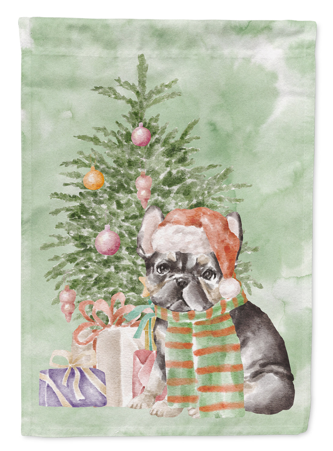 French Bulldog Black #2 Christmas Presents and Tree Garden Flag Mailbox Decorative Yard Banner Outside Patio Artwork for Flower Beds, Garden Size, Multicolor