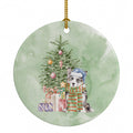 Corgi Cardigan Blue Merle Christmas Presents and Tree Ceramic Ornament Christmas Tree Hanging Decorations for Home Christmas Holiday, Party, Gift, 3 in, Multicolor