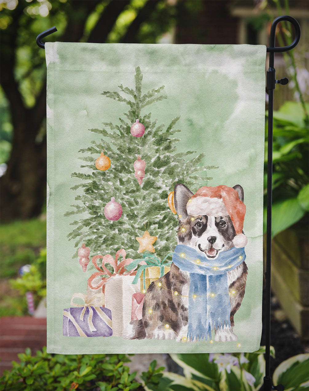 Corgi Cardigan Christmas Presents and Tree Garden Flag Mailbox Decorative Yard Banner Outside Patio Artwork for Flower Beds, Garden Size, Multicolor