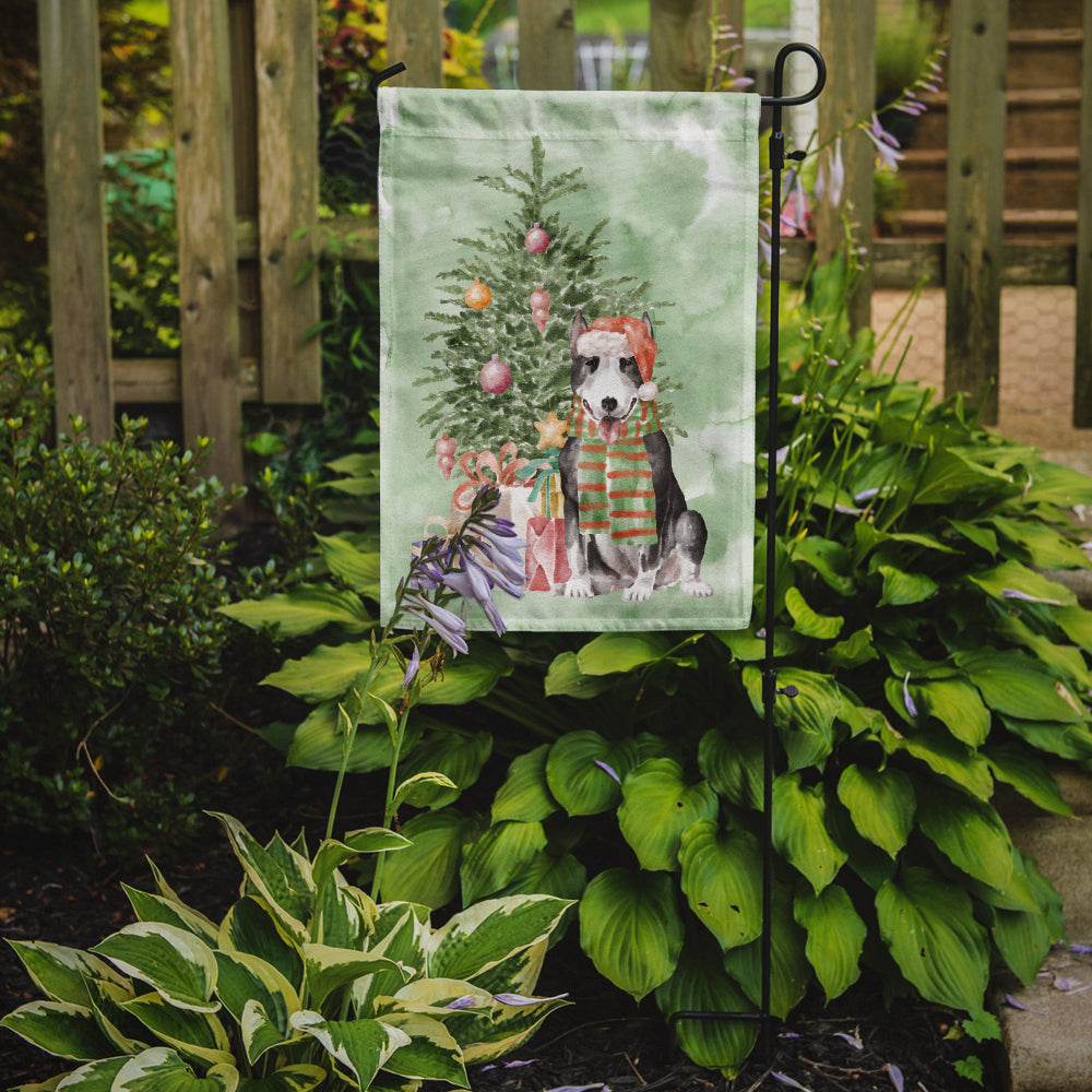 Bull Terrier Black Christmas Presents and Tree Garden Flag Mailbox Decorative Yard Banner Outside Patio Artwork for Flower Beds, Garden Size, Multicolor