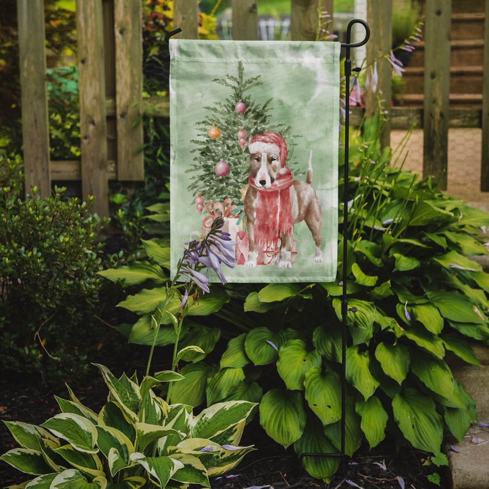 Bull Terrier Red Christmas Presents and Tree Garden Flag Mailbox Decorative Yard Banner Outside Patio Artwork for Flower Beds, Garden Size, Multicolor