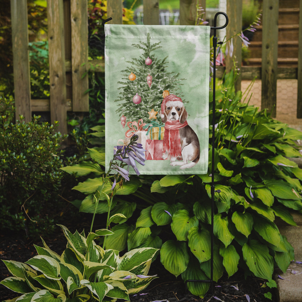 Beagle Puppy Christmas Presents and Tree Garden Flag Mailbox Decorative Yard Banner Outside Patio Artwork for Flower Beds, Garden Size, Multicolor