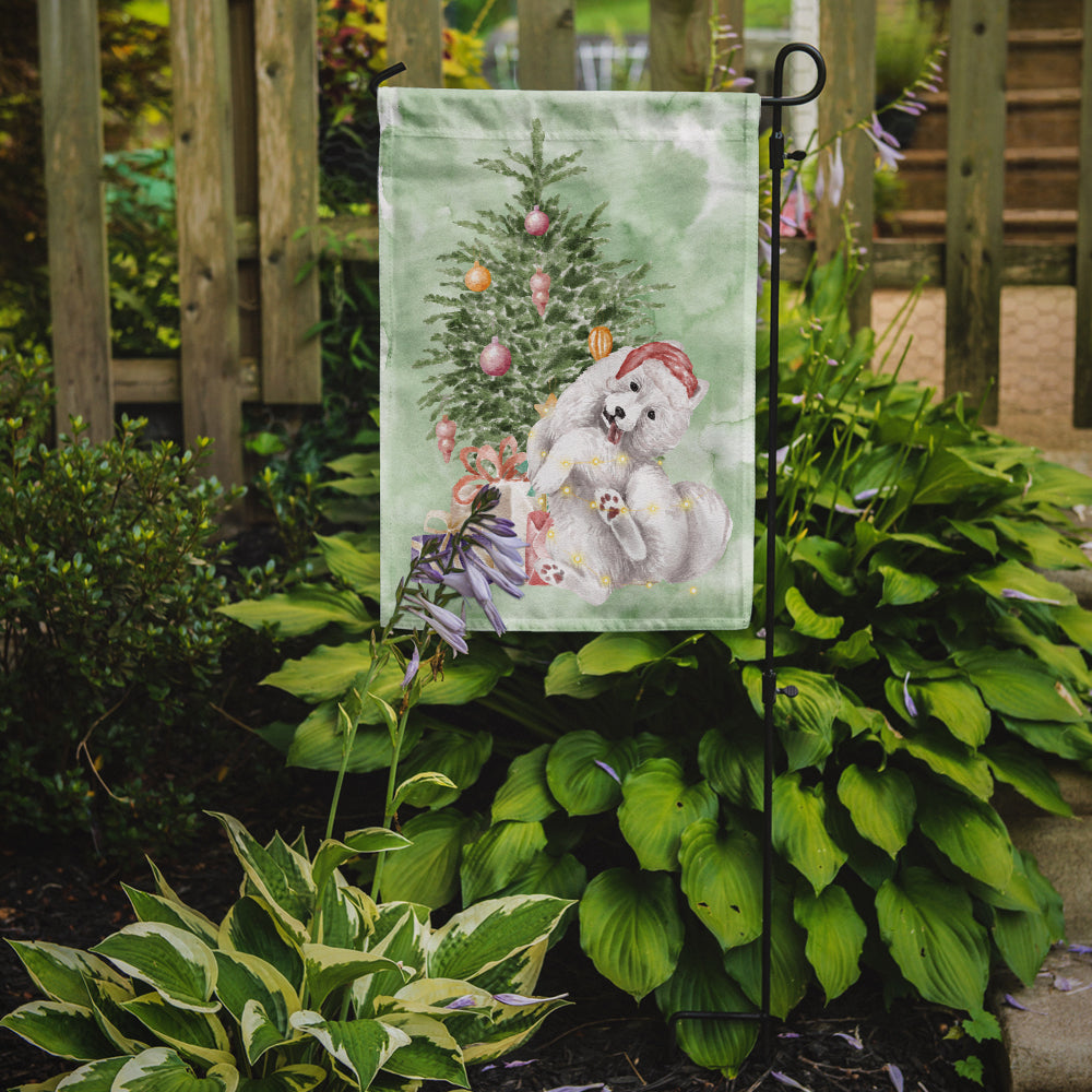 Samoyed Caught Up Christmas Presents and Tree Garden Flag Mailbox Decorative Yard Banner Outside Patio Artwork for Flower Beds, Garden Size, Multicolor
