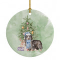 Dachshund Longhair Black Tan Christmas Presents and Tree Ceramic Ornament Christmas Tree Hanging Decorations for Home Christmas Holiday, Party, Gift, 3 in, Multicolor