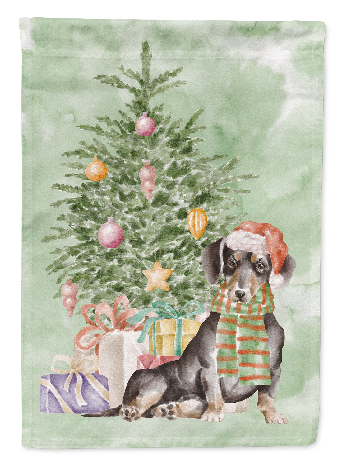 Dachshund Black Tan Christmas Presents and Tree Garden Flag Mailbox Decorative Yard Banner Outside Patio Artwork for Flower Beds, Garden Size, Multicolor