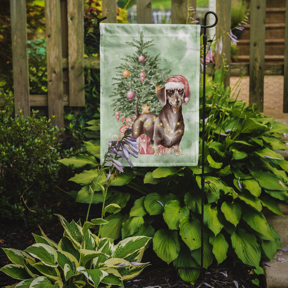 Dachshund Chocolate Tan Christmas Presents and Tree Garden Flag Mailbox Decorative Yard Banner Outside Patio Artwork for Flower Beds, Garden Size, Multicolor