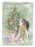 Cavalier Spaniel Tricolor Christmas Presents and Tree House Flag 28x40 Porch Sleeve Pole Decorative Outside Yard Banner Artwork Wall Hanging, Polyester