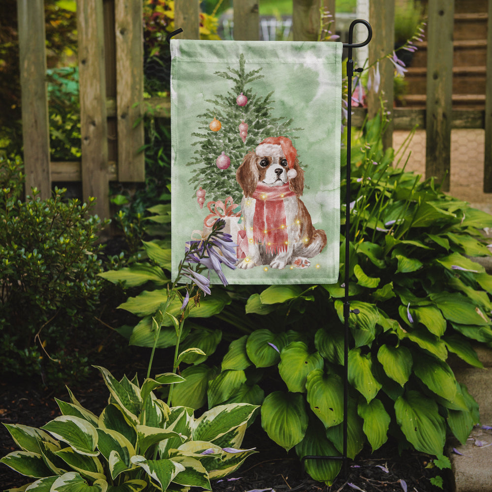 Cavalier Spaniel Tricolor Blenheim Puppy Christmas Presents and Tree Garden Flag Mailbox Decorative Yard Banner Outside Patio Artwork for Flower Beds, Garden Size, Multicolor