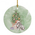 Bulldog, English Bulldog Puppy #2 Christmas Presents and Tree Ceramic Ornament Christmas Tree Hanging Decorations for Home Christmas Holiday, Party, Gift, 3 in, Multicolor