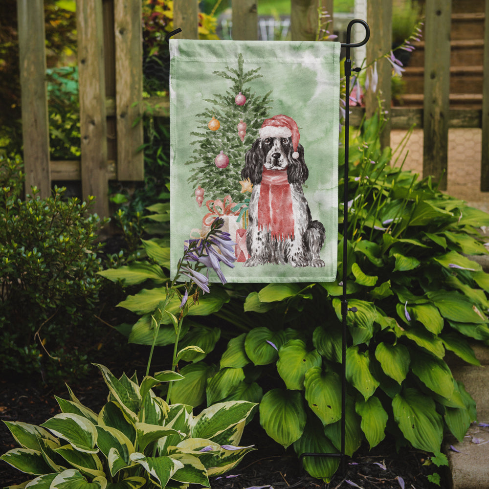 Cocker Spaniel English Black Parti Christmas Presents and Tree Garden Flag Mailbox Decorative Yard Banner Outside Patio Artwork for Flower Beds, Garden Size, Multicolor