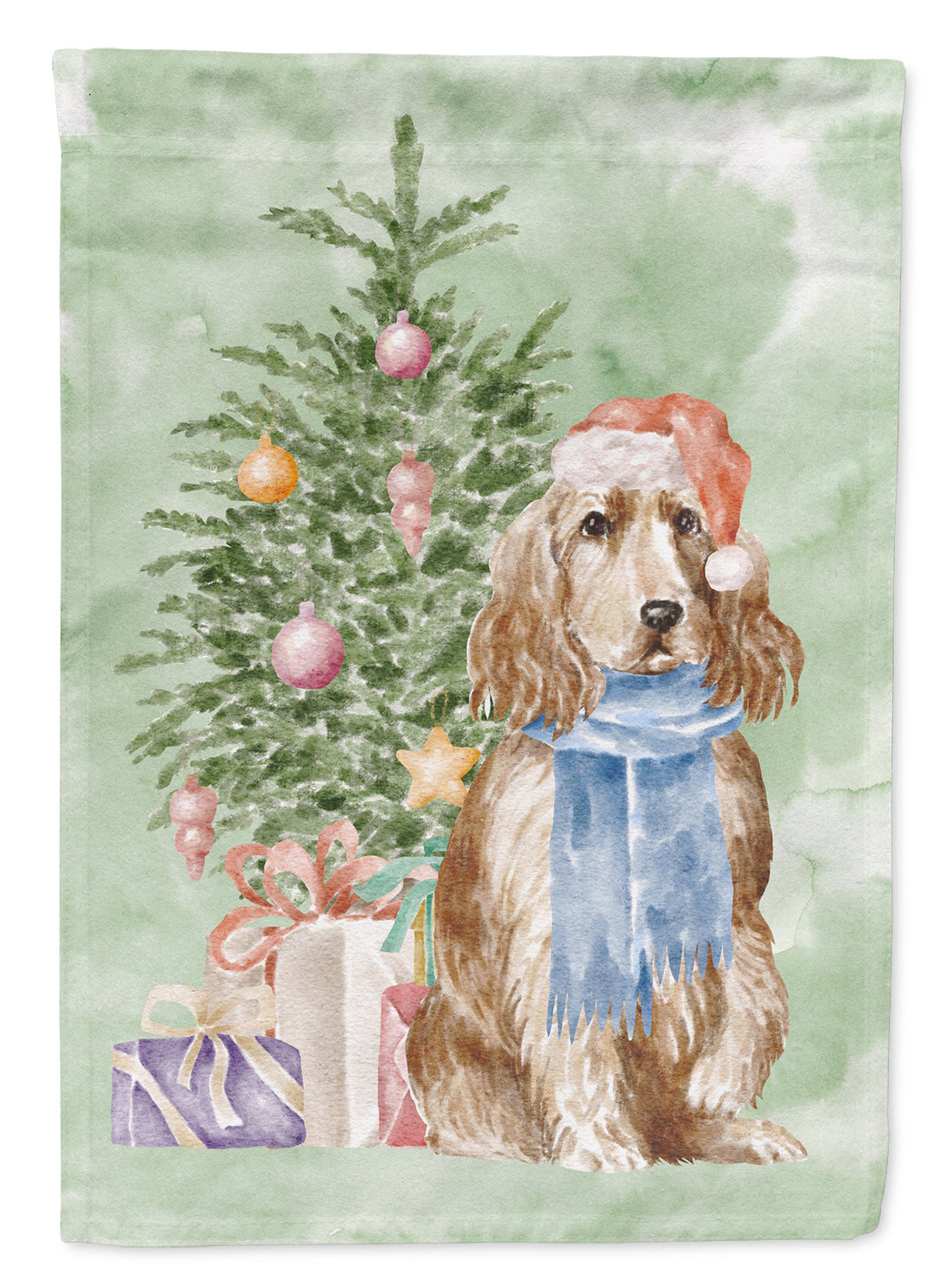 Cocker Spaniel English Tan Christmas Presents and Tree Garden Flag Mailbox Decorative Yard Banner Outside Patio Artwork for Flower Beds, Garden Size, Multicolor