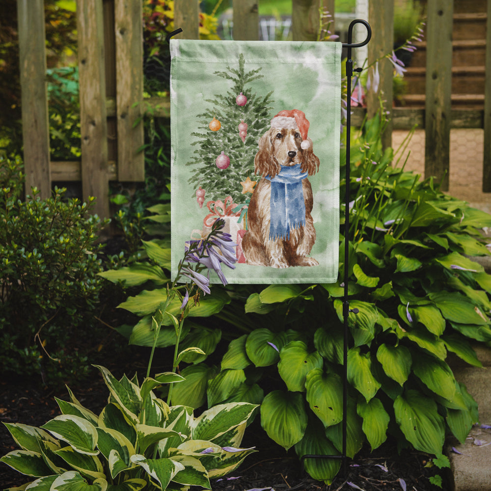 Cocker Spaniel English Tan Christmas Presents and Tree Garden Flag Mailbox Decorative Yard Banner Outside Patio Artwork for Flower Beds, Garden Size, Multicolor