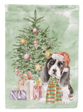 Basset Hound Puppy Christmas Presents and Tree Garden Flag Mailbox Decorative Yard Banner Outside Patio Artwork for Flower Beds, Garden Size, Multicolor