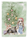 Basset Hound Christmas Presents and Tree Garden Flag Mailbox Decorative Yard Banner Outside Patio Artwork for Flower Beds, Garden Size, Multicolor