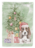 Basset Hound Puppy #2 Christmas Presents and Tree Garden Flag Mailbox Decorative Yard Banner Outside Patio Artwork for Flower Beds, Garden Size, Multicolor