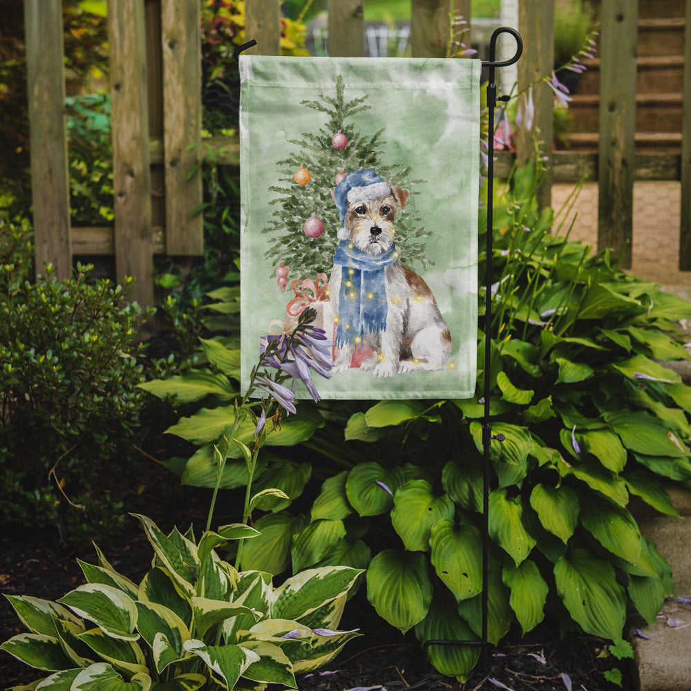 Jack Russell Terrier Wire Christmas Presents and Tree Garden Flag Mailbox Decorative Yard Banner Outside Patio Artwork for Flower Beds, Garden Size, Multicolor