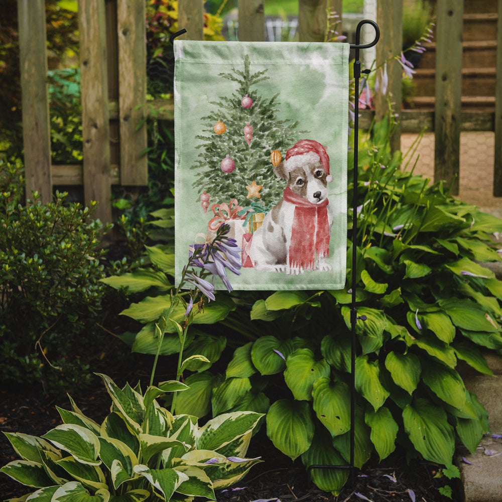 Jack Russell Terrier Smooth Puppy Christmas Presents and Tree Garden Flag Mailbox Decorative Yard Banner Outside Patio Artwork for Flower Beds, Garden Size, Multicolor