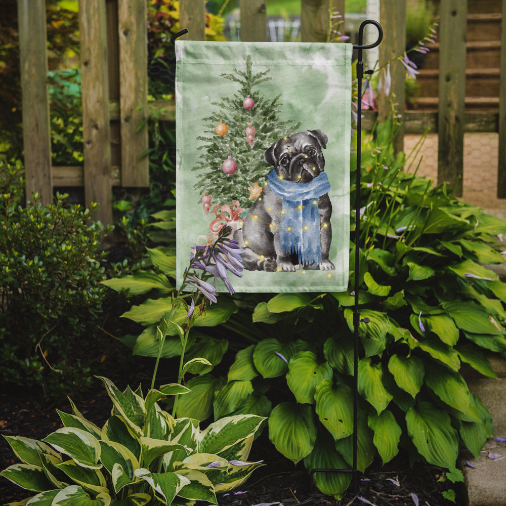 Pug Black Christmas Presents and Tree Garden Flag Mailbox Decorative Yard Banner Outside Patio Artwork for Flower Beds, Garden Size, Multicolor
