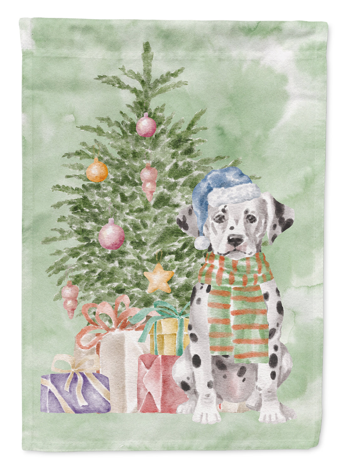 Dalmatian Puppy Christmas Presents and Tree Garden Flag Mailbox Decorative Yard Banner Outside Patio Artwork for Flower Beds, Garden Size, Multicolor