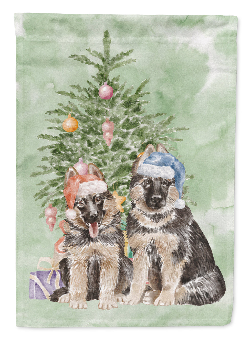 German Shepherd Momma Baby Christmas Presents and Tree Garden Flag Mailbox Decorative Yard Banner Outside Patio Artwork for Flower Beds, Garden Size, Multicolor