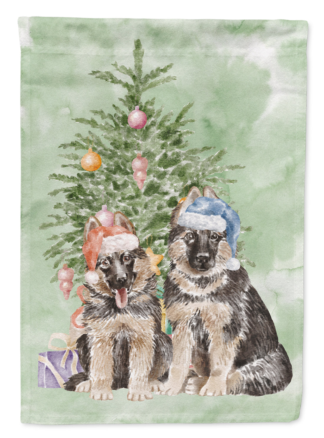 German Shepherd Momma Baby Christmas Presents and Tree Garden Flag Mailbox Decorative Yard Banner Outside Patio Artwork for Flower Beds, Garden Size, Multicolor
