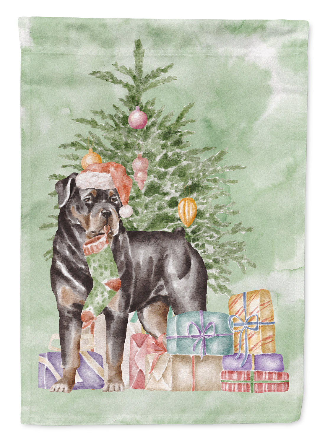 Rottweiler Christmas Presents and Tree Garden Flag Mailbox Decorative Yard Banner Outside Patio Artwork for Flower Beds, Garden Size, Multicolor