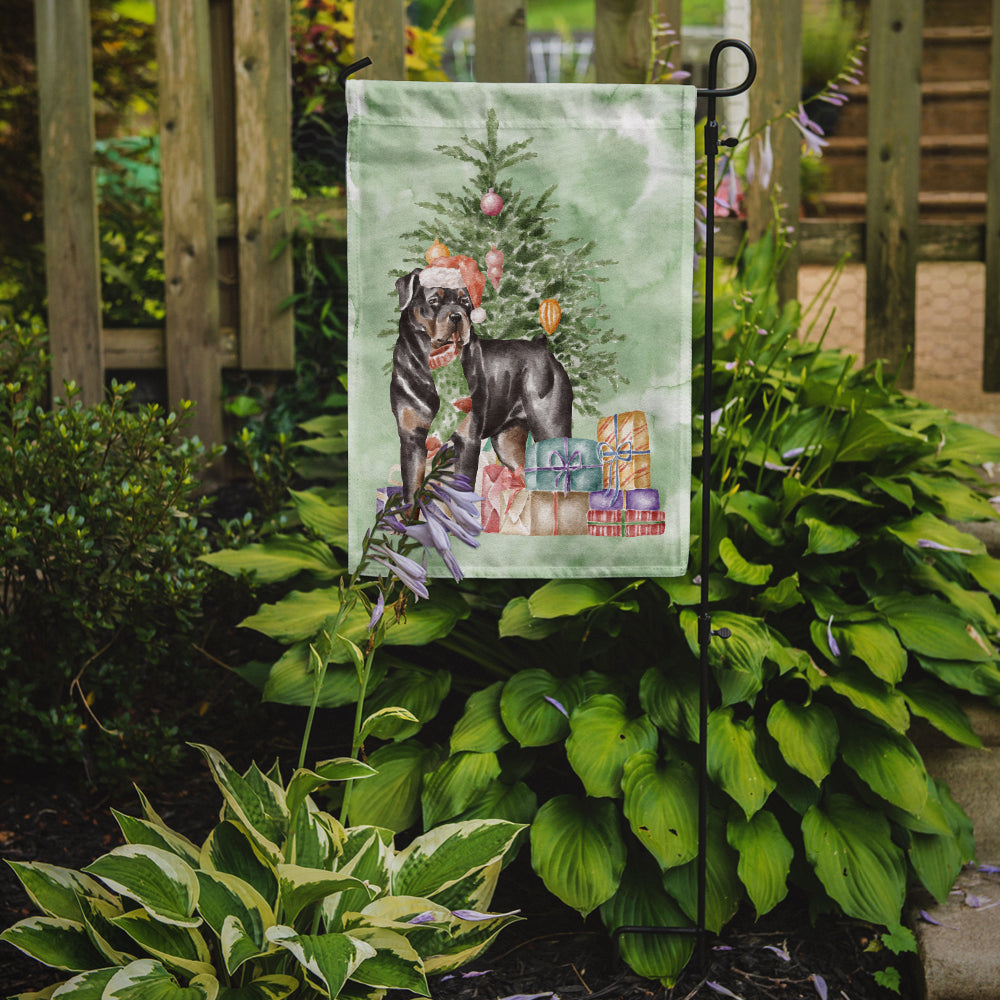 Rottweiler Christmas Presents and Tree Garden Flag Mailbox Decorative Yard Banner Outside Patio Artwork for Flower Beds, Garden Size, Multicolor