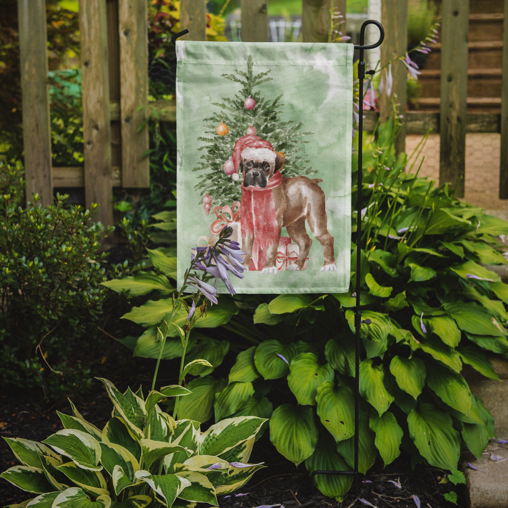 Boxer Puppy Christmas Presents and Tree Garden Flag Mailbox Decorative Yard Banner Outside Patio Artwork for Flower Beds, Garden Size, Multicolor