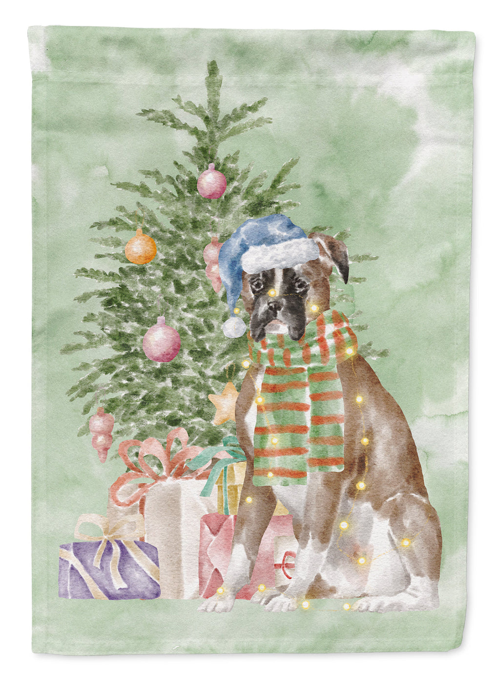 Boxer Christmas Presents and Tree Garden Flag Mailbox Decorative Yard Banner Outside Patio Artwork for Flower Beds, Garden Size, Multicolor