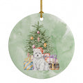 West Highland White Terrier Puppy Christmas Presents and Tree Ceramic Ornament Christmas Tree Hanging Decorations for Home Christmas Holiday, Party, Gift, 3 in, Multicolor