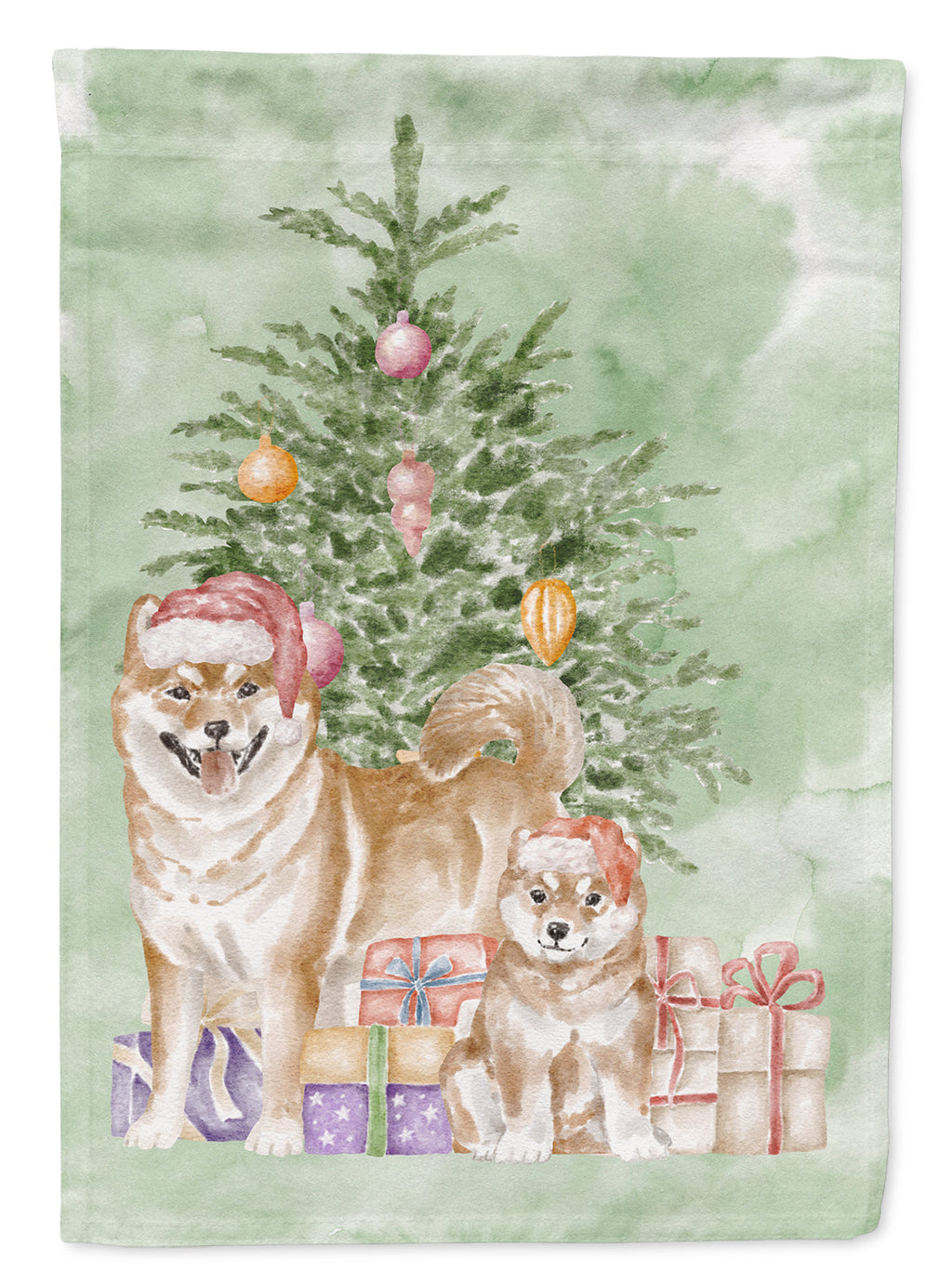 Shiba Inu Momma and Baby Christmas Presents and Tree Garden Flag Mailbox Decorative Yard Banner Outside Patio Artwork for Flower Beds, Garden Size, Multicolor