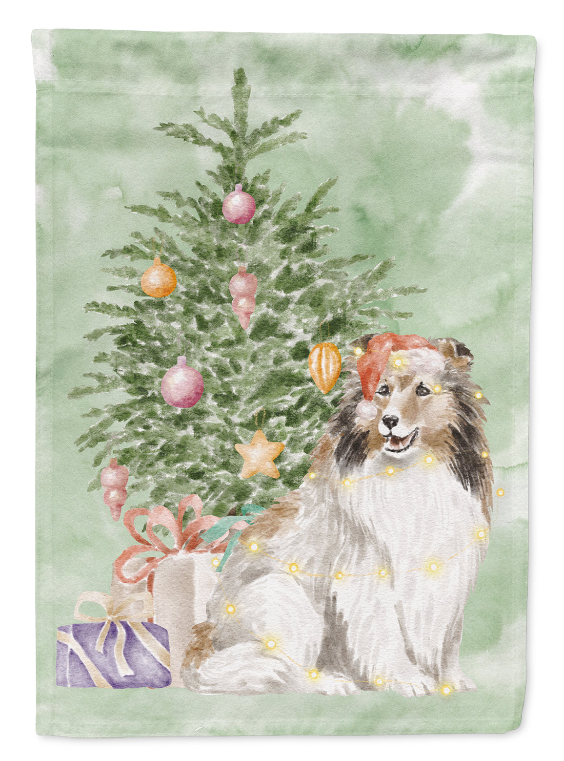 Sheltie Christmas Presents and Tree Garden Flag Mailbox Decorative Yard Banner Outside Patio Artwork for Flower Beds, Garden Size, Multicolor