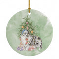 Sheltie Blue Merle Christmas Presents and Tree Ceramic Ornament Christmas Tree Hanging Decorations for Home Christmas Holiday, Party, Gift, 3 in, Multicolor