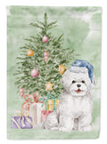 Bichon Frise Blue Hat Christmas Presents and Tree Garden Flag Mailbox Decorative Yard Banner Outside Patio Artwork for Flower Beds, Garden Size, Multicolor