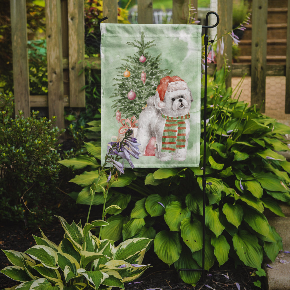 Bichon Frise Red Hat Christmas Presents and Tree Garden Flag Mailbox Decorative Yard Banner Outside Patio Artwork for Flower Beds, Garden Size, Multicolor