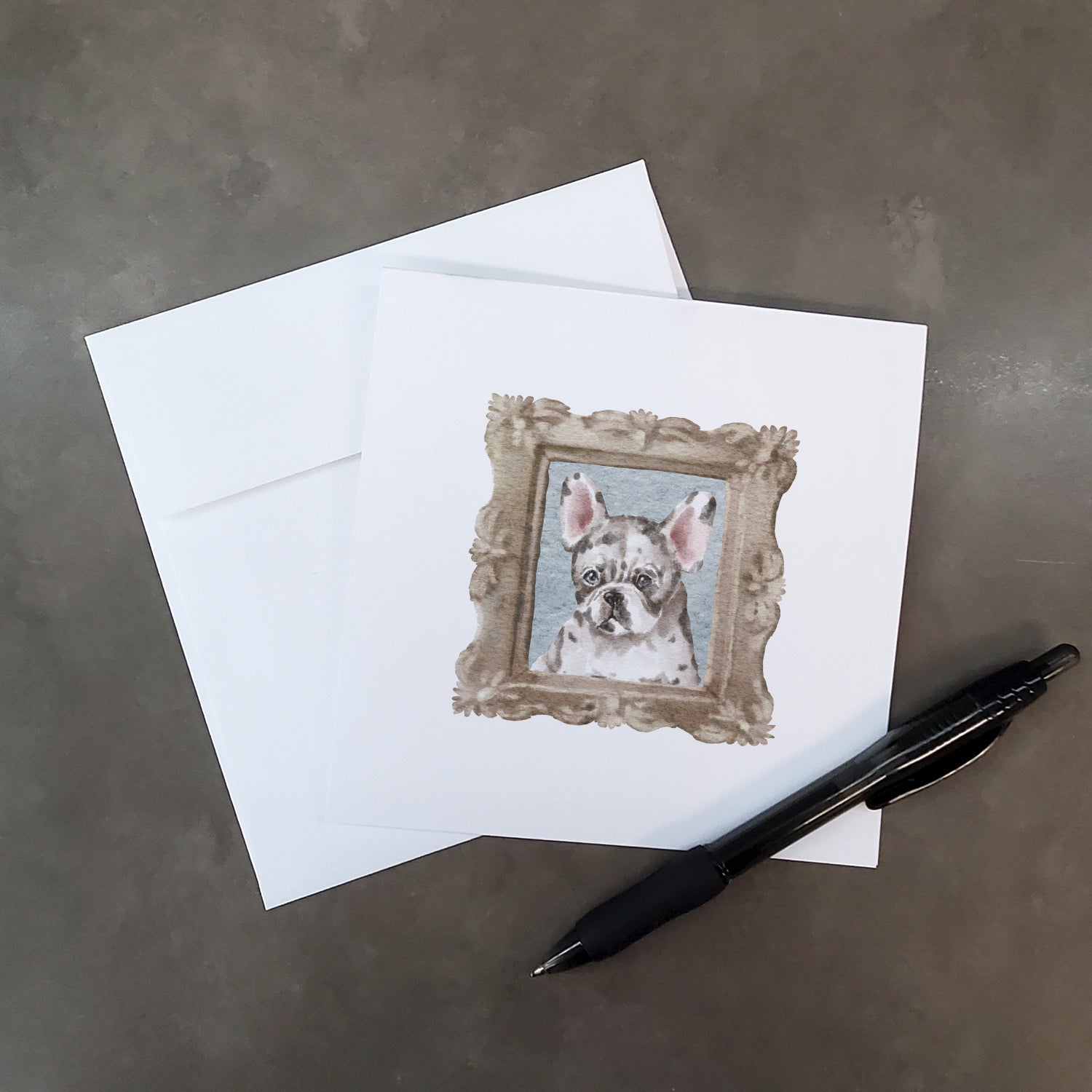 French Bulldog Black White Puppy Pretty as a Picture Square Greeting Cards and Envelopes Pack of 8 Blank Cards with Envelopes Blank Thank You Note Greeting Cards Stationery