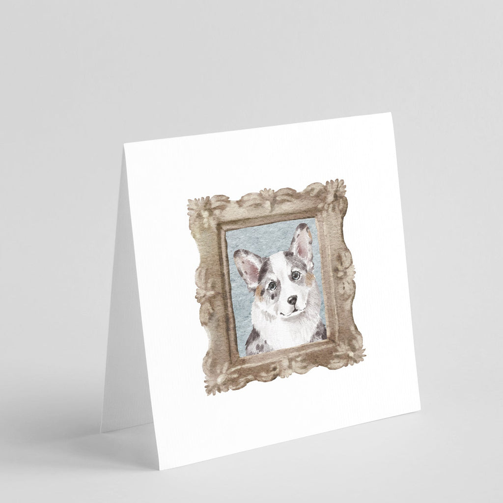 Corgi Merle Front View Pretty as a Picture Square Greeting Cards and Envelopes Pack of 8 Blank Cards with Envelopes Blank Thank You Note Greeting Cards Stationery