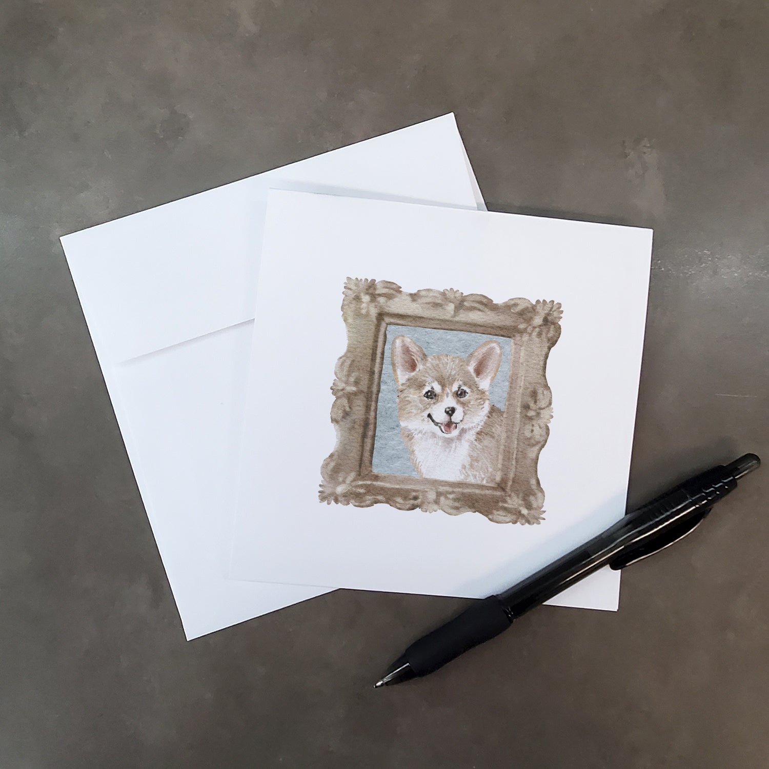 Corgi Red White Puppy 3 Pretty as a Picture Square Greeting Cards and Envelopes Pack of 8 Blank Cards with Envelopes Blank Thank You Note Greeting Cards Stationery