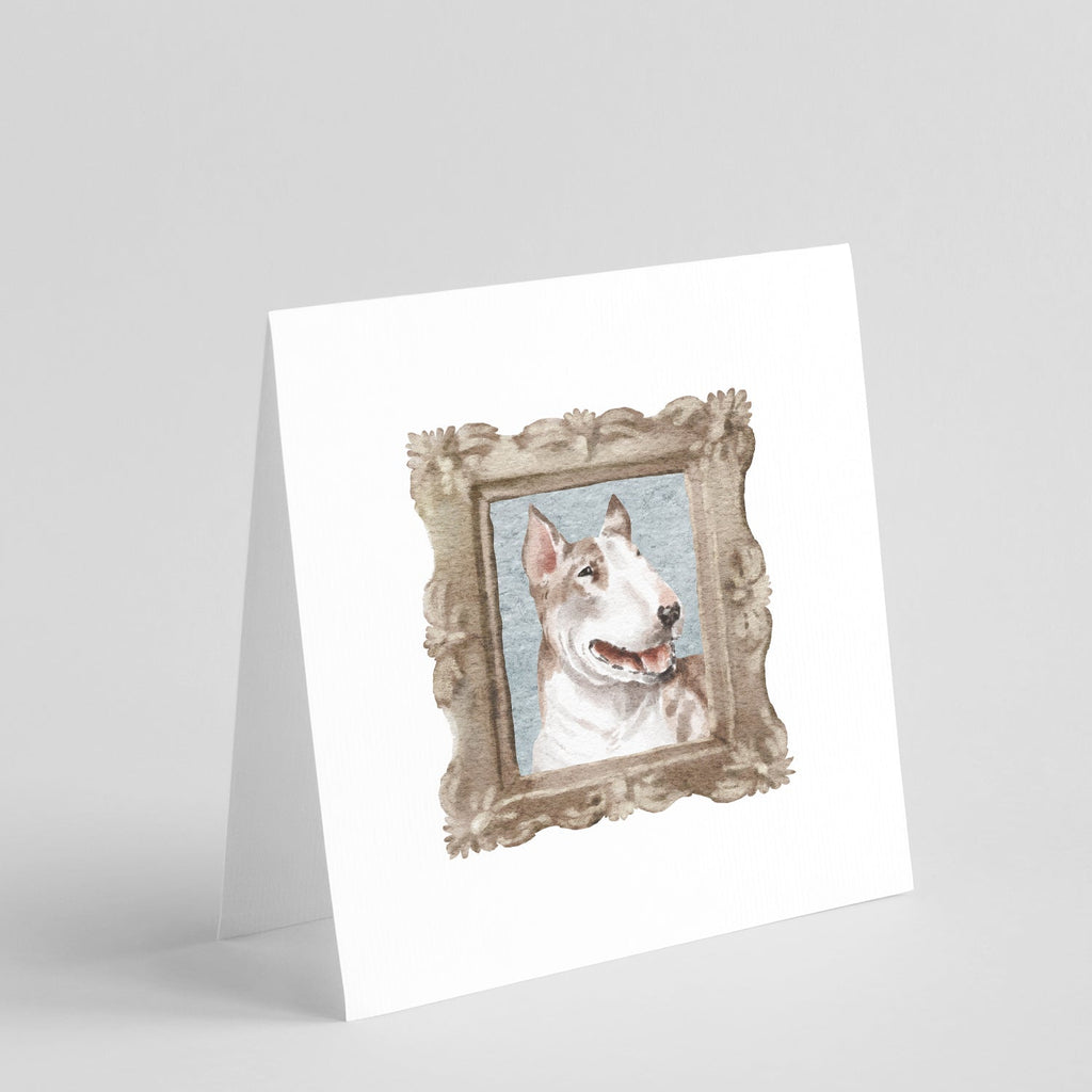 Bull Terrier Red White Side View Pretty as a Picture Square Greeting Cards and Envelopes Pack of 8 Blank Cards with Envelopes Blank Thank You Note Greeting Cards Stationery