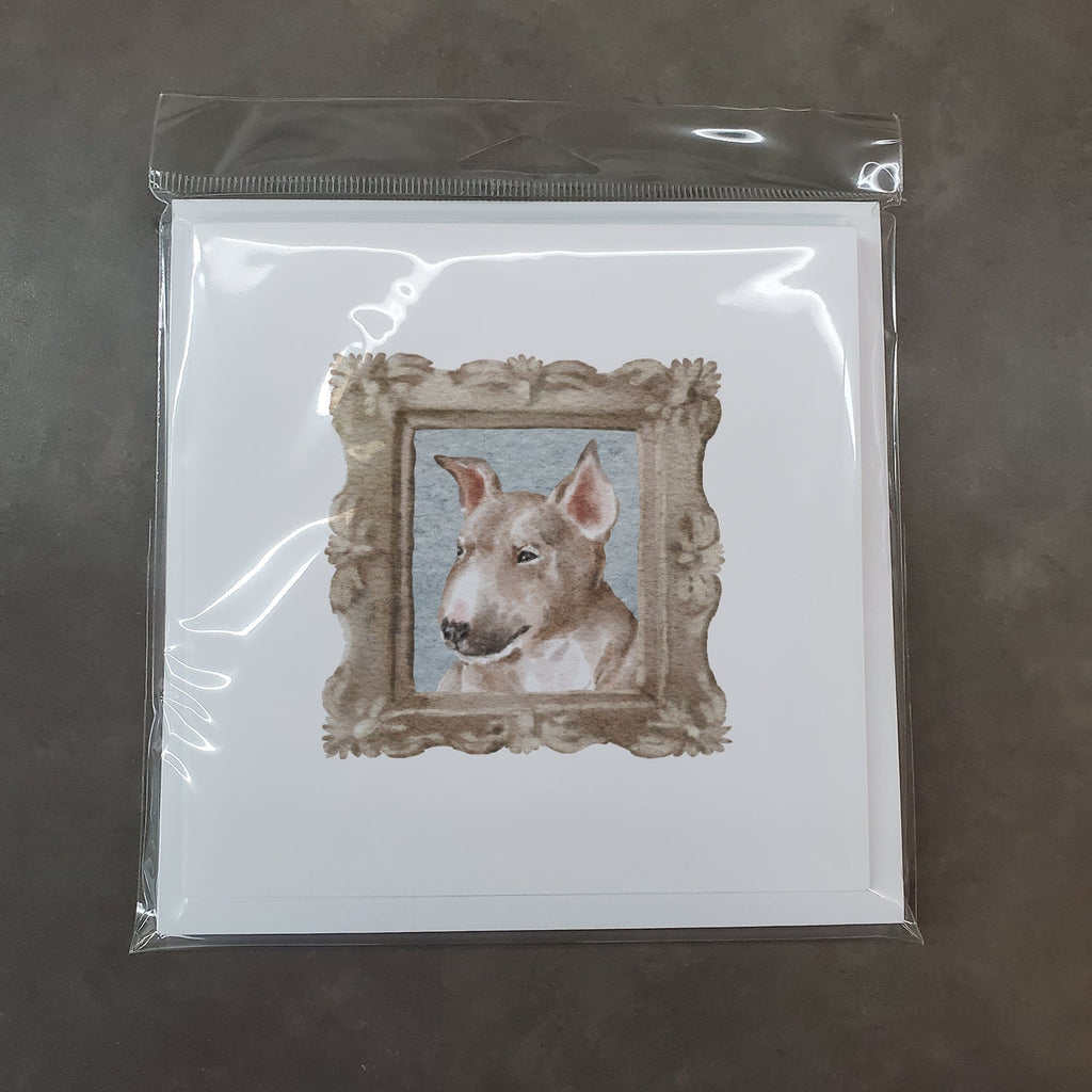Bull Terrier Red White Puppy Side View Pretty as a Picture Square Greeting Cards and Envelopes Pack of 8 Blank Cards with Envelopes Blank Thank You Note Greeting Cards Stationery