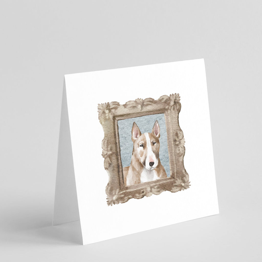 Bull Terrier Red White Pretty as a Picture Square Greeting Cards and Envelopes Pack of 8 Blank Cards with Envelopes Blank Thank You Note Greeting Cards Stationery