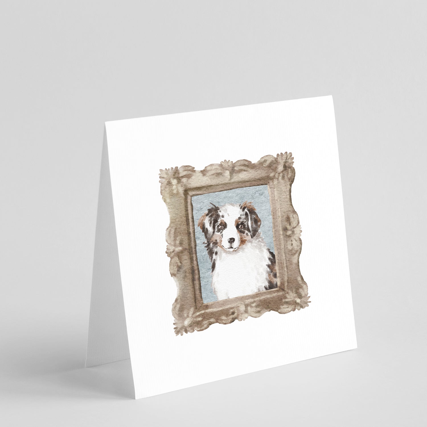 Australian Shepherd Merle Front View Pretty as a Picture Square Greeting Cards and Envelopes Pack of 8 Blank Cards with Envelopes Blank Thank You Note Greeting Cards Stationery