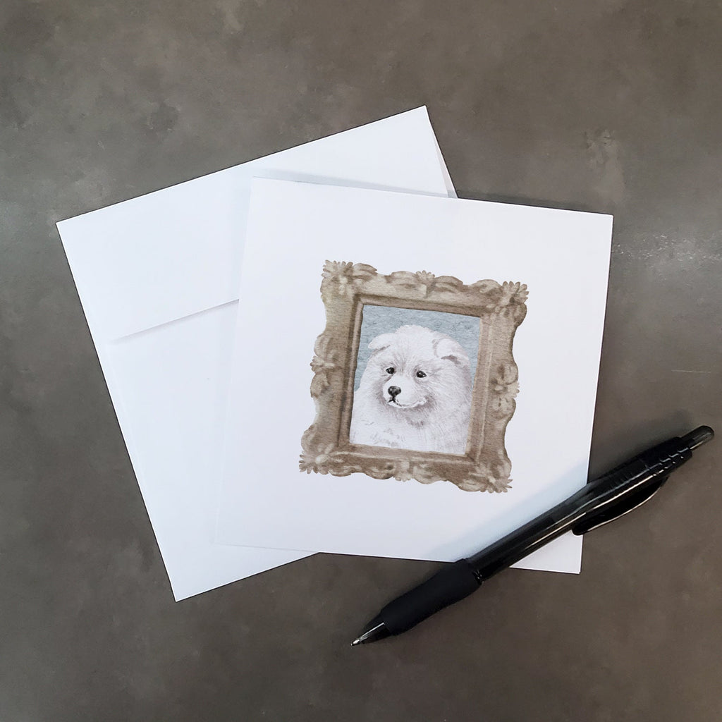 Samoyed Puppy Side View Pretty as a Picture Square Greeting Cards and Envelopes Pack of 8 Blank Cards with Envelopes Blank Thank You Note Greeting Cards Stationery