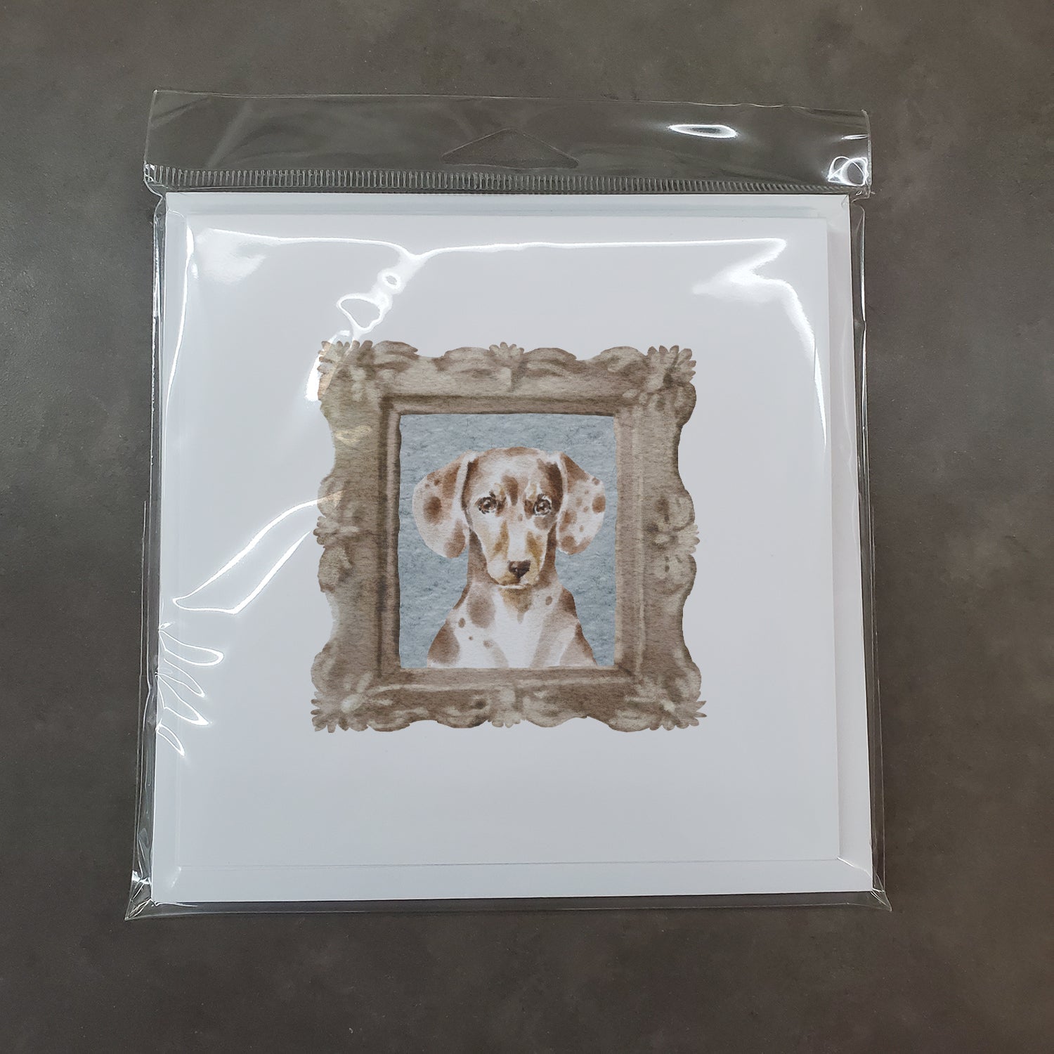 Dachsund Shorthaired Merle Front View Pretty as a Picture Square Greeting Cards and Envelopes Pack of 8 Blank Cards with Envelopes Blank Thank You Note Greeting Cards Stationery