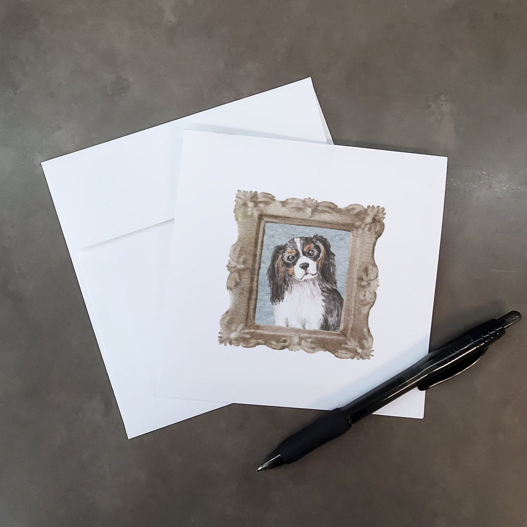 Cavalier King Charles Spaniel Tricolor Head Tilt Pretty as a Picture Square Greeting Cards and Envelopes Pack of 8 Blank Cards with Envelopes Blank Thank You Note Greeting Cards Stationery
