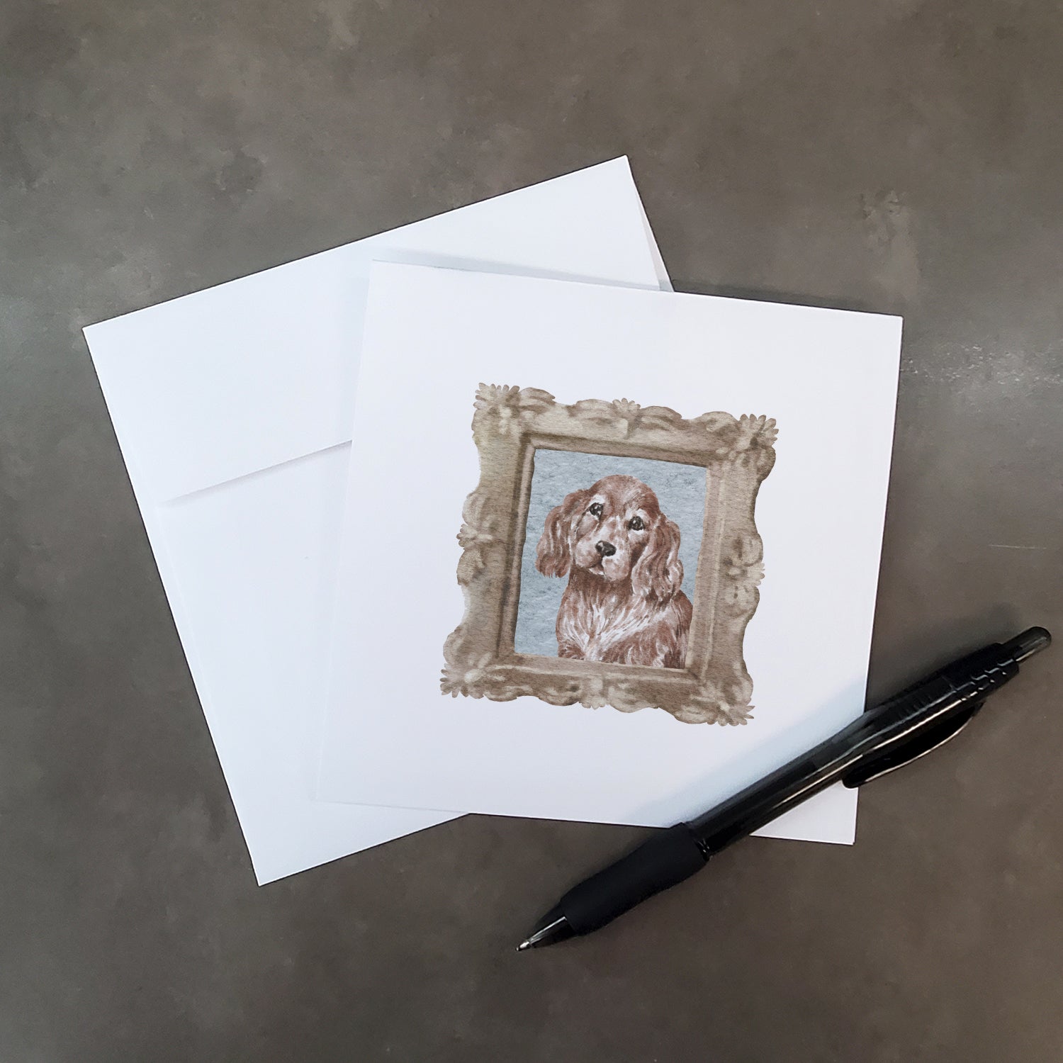 English Cocker Spaniel Red Front View Pretty as a Picture Square Greeting Cards and Envelopes Pack of 8 Blank Cards with Envelopes Blank Thank You Note Greeting Cards Stationery