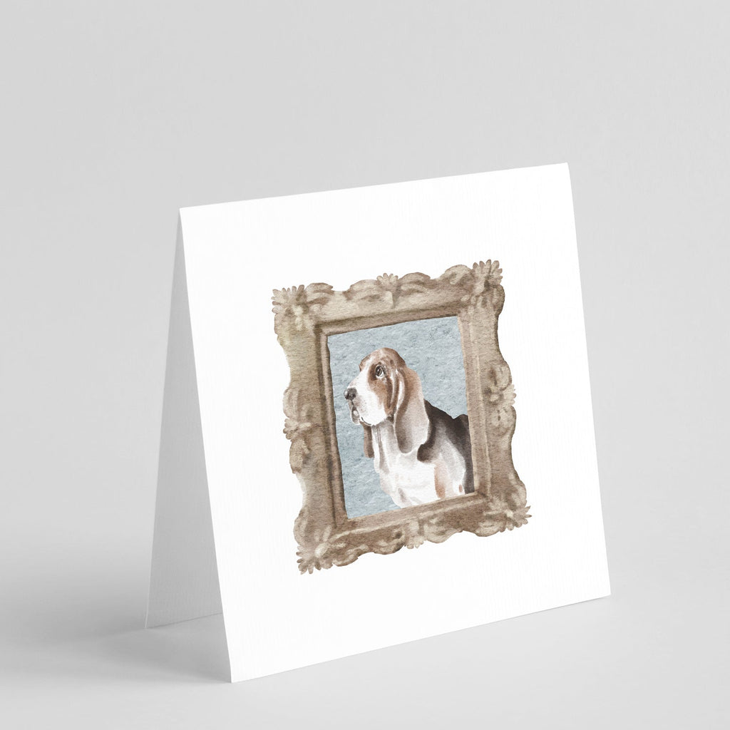 Basset Hound Tricolor Side View 3 Pretty as a Picture Square Greeting Cards and Envelopes Pack of 8 Blank Cards with Envelopes Blank Thank You Note Greeting Cards Stationery
