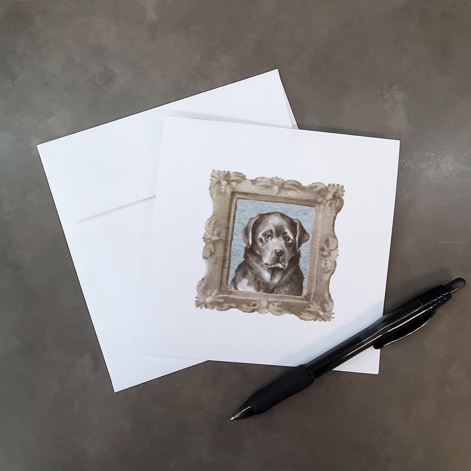 Labrador Retriever Black Front View Pretty as a Picture Square Greeting Cards and Envelopes Pack of 8 Blank Cards with Envelopes Blank Thank You Note Greeting Cards Stationery