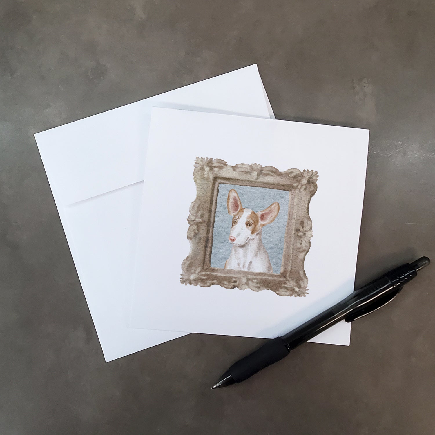 Ibizan Hound Front View Smile Pretty as a Picture Square Greeting Cards and Envelopes Pack of 8 Blank Cards with Envelopes Blank Thank You Note Greeting Cards Stationery